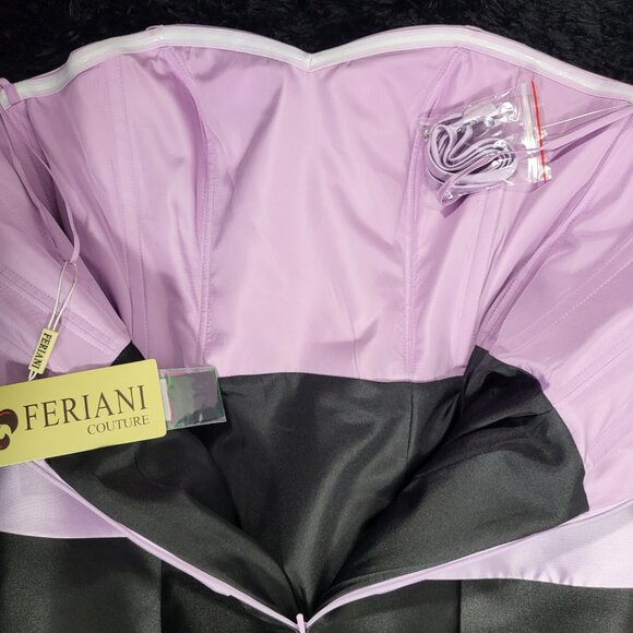NWT~$685~FERIANI COUTURE~10~LILAC BLACK STRAPLESS BEADED MERMAID TRUMPET DRESS - Picture 14 of 16